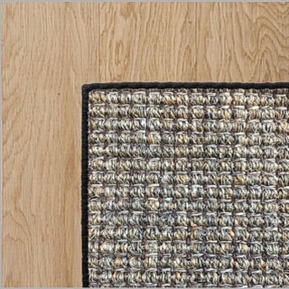 Heavy Ribbed Slate Sisal with Onyx Wool Overlock Border 2.4(L) x 1.7(W)